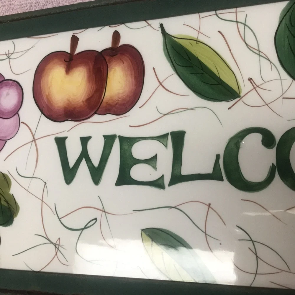 Sign Ceramic & Metal Fruit Welcome Sign